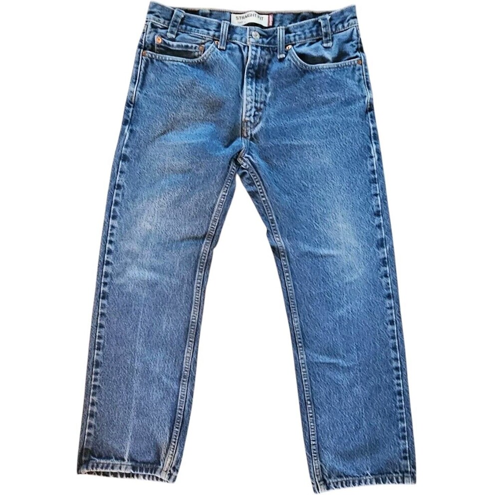 Levi's 505 Straight Fit Jeans Size 34X30 100% Cotton Zip Fly Classic Medium Wash - Picture 2 of 10